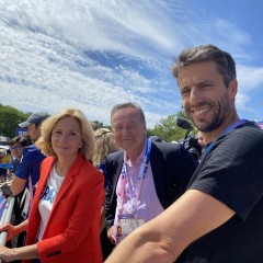 Valérie Pécresse, Présidente de la Région IDF, Jean-Michel Fourgous, Maire d'Élancourt, Président de SQY, et Tony Estanguet, Président du comité d'organisation des JOP de Paris 2024.